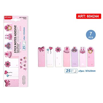 Stick Notes Adesive 7pezzi X25fogli Bimba Rosa 67x23mm 604244