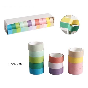 Set Di 12 Rotoli Di Nastro Adesivo Colorato 1,5cmx2m 605947