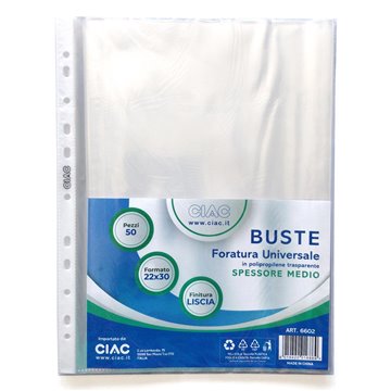 Buste Ciac A Foratura Universale 22x30 Pz.50 Spessore Medio 10my 6602