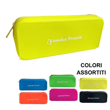 Astuccio Portapenne Rettangolare In Silicone Vernice Fresca Colori Assortiti