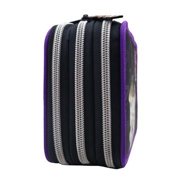 Astuccio 3 Zip Lyon Gamer + Anna 67004 Completo Di Penne,pennarelli,matite