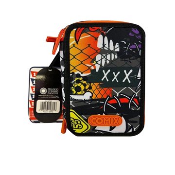 Astuccio Corredo 3 Zip Comix Bright Nero E Arancione 67057