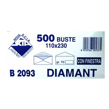 Buste 11x23 Pz.500 Diamant C/finestra Gr.70