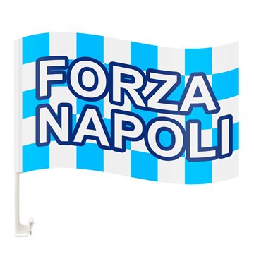 Bandiera Forza Napoli 30x45cm Gennari' Con Supporto Finestrino Auto