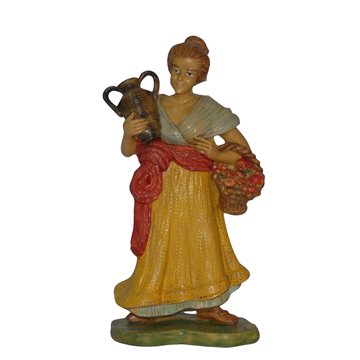 Figura Pastore Donna Anfora E Canestro Presepe Natale