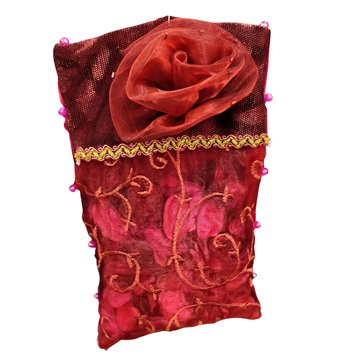 Cuscino Sacchetto 20x12 Rosso Con Petali Di Rosa