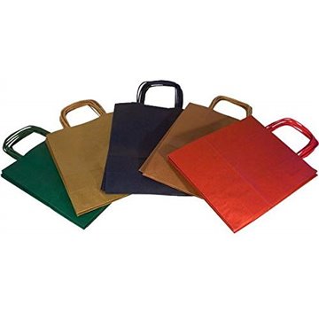 Buste Shopper Manico Ritorto Tinta Unita Colori Scuri Dark 16+8x21cm