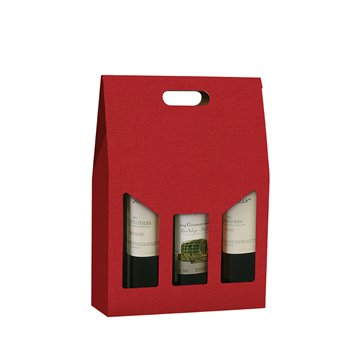 Scatola Vino Cartone Goffrato 3 Bottiglie Rosso 27x9x38