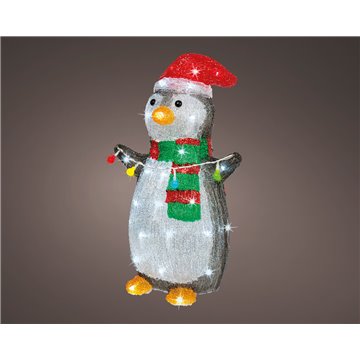 Pinguino Led In Acrilico Effetto Lampeggiante L22-w28-h45cm