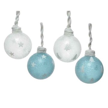 Sfera Natale 8cm Bianco/azzurro Decorata 060633