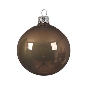 Sfera Natale 10cm In Vetro Smaltato Marrone 4pz. 114505