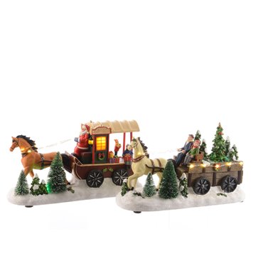 Carrozza Con Cavallo In Neve Con Movimento E 17 Led 2fantasie 481312