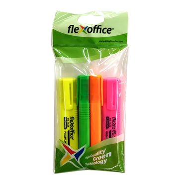 4 Evidenziatori Fo-hl05 Mix In Blister 4mm Giallo-verde-arancio-rosa Flexoffice