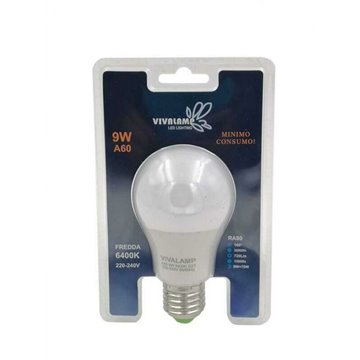 Lampadina Led 9w  6400k E27 A60 Luce Fredda