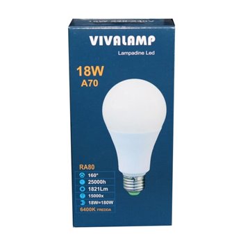 Lampadina Led 18w  6400k E27 A70 Luce Fredda