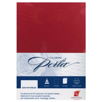 Cartoncini Perlati A4 Gr.250 Pz.50 Rosso Ea40215/bl50