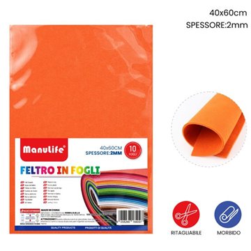 Foglio Feltro 40x60cm 2mm Arancio 621422