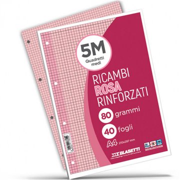 Ricambi Rinforzati A4 Ff.40 Gr.80 5m Rosa