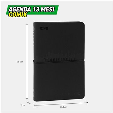 Agenda13m 2025/2026 Week Medium Comix U Younivercity Black White 73737bw