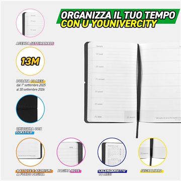 Agenda13m 2025/2026 Week Medium Comix U Younivercity Black White 73737bw