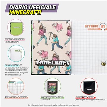Diario 12mm Std Nero Minecraft Movie 73253ne