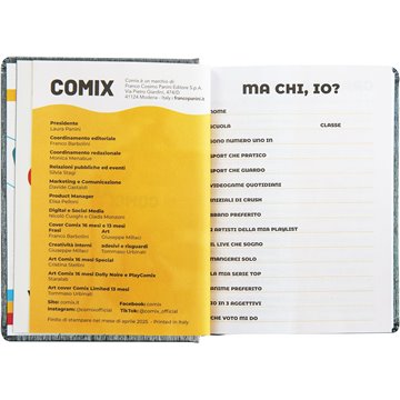 Agenda Comix 2025-2026 16m Std D 74087d Argento Scritta Nera