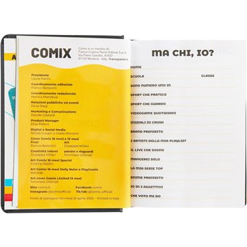 Agenda Comix 2025-2026 16m Mignon Plus B 74089b Nero Scritta Argento