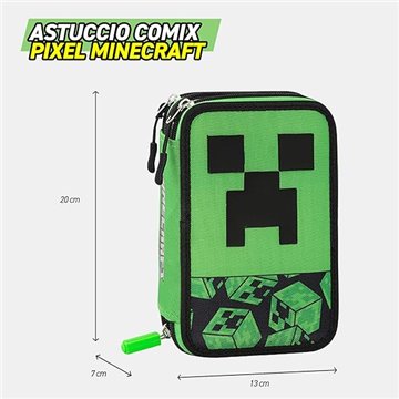 Astuccio Corredato 3 Zip Pixel Minecraft 74363
