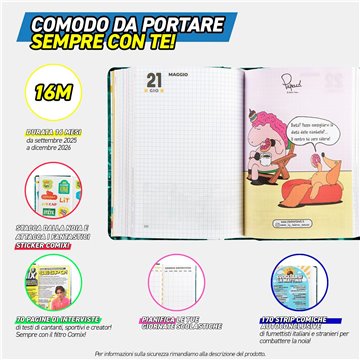Agenda Comix 2025-2026 16m Mini J 74088k Verde