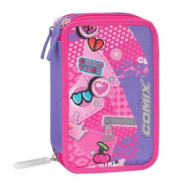 Astuccio Corredato 3 Zip Comix Wave Pins Girl 74156pg