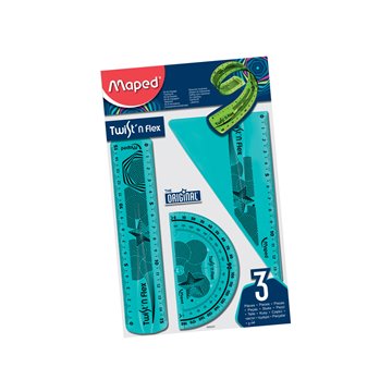 Set Disegno 3 Pezzi Twist'n Flex Riga Squadra Goniometro Flex