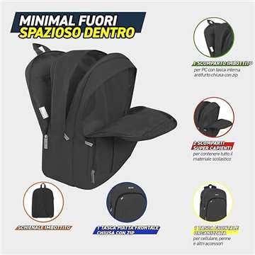 Zaino Org. Monocolore Nero Comix 73810ne