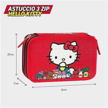 Astuccio Corredo 3 Zip Hello Kitty 75560