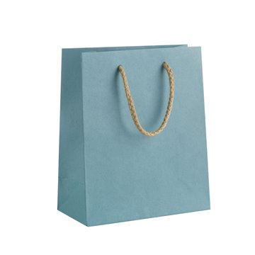 Busta Shopper Carta Kraft Con Cordoncino 16x19+8cm Azzurro