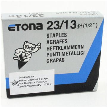 Punti Per Cucitrice Etona 23/13 L.12 H.13 Mm