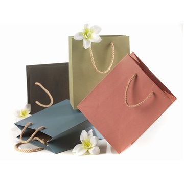 Busta Shopper Carta Kraft Con Cordoncino 27x37+12cm Rosa