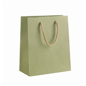 Busta Shopper Carta Kraft Con Cordoncino 27x37+12cm Verde Salvia