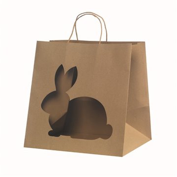 Shopper Bunny Coniglietto Colomba Kraft Nature 35x32+25cm