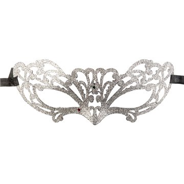 Maschera In Plastica Intagliata C/glitter Argento 00771