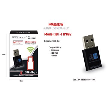 Chiavetta Pennetta Adattatore Wireless Wifi Usb 300m Nano Pc Maxtech Wi-fi002