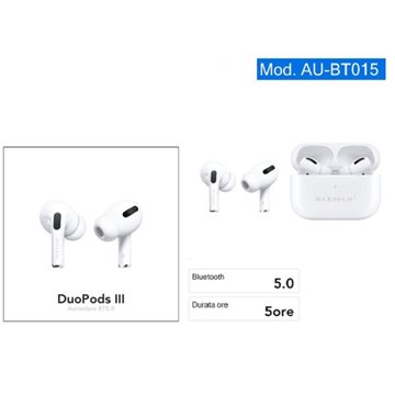 Auricolare Bluetooth Cuffie Duopods Iii Bt5.0 Maxtech Au-bt015 Senza Fili