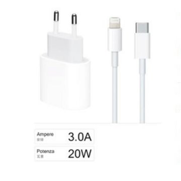 Caricabatteria A Muro Lightning 20w 3a Per Apple Con Cavo Lightning Ca-s047 Kit