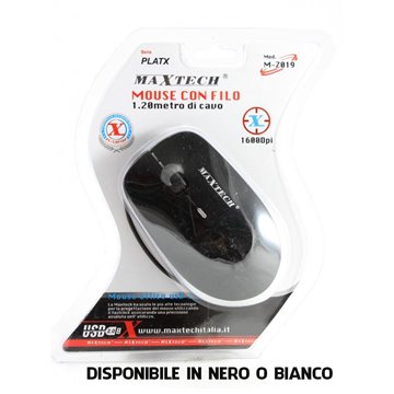 Mouse Ottico Usb Con Filo Maxtech M-z019 Nero O Bianco