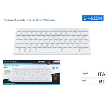 Tastiera Bluetooth Bianca Per Pc Tablet Android Windows Layout Ita Ek-925m