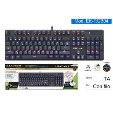 Tastiera Gaming Meccanica Layout Italiano Retrollimunato Rgb Con Filo Ek-rgb04