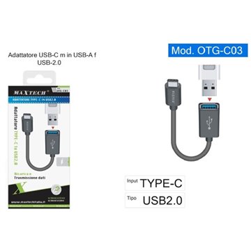 Adattatore Type-c Maschio A Usb-a 2.0 Femmina Cavo Otg Otg-c03