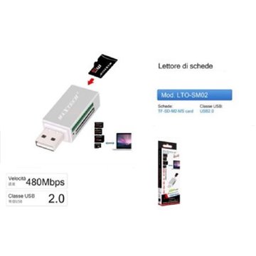 Lettore Di Schede Argento Memory Card Usb 2.0 480 Mbps Tf/sd/m2/ms Card Lto-sm02