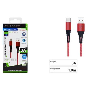 Cavo Usb Type-c Rosso 1metro Ricarica Rapida Maxtech F-tc022