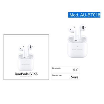 Auricolari Bt5.0 Bluetooth Stereo Cordless Duopods Iv Xs Smartphone Au-bt018