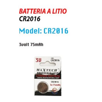 Pila A Bottone Cr2016 3v 75mah Maxtech